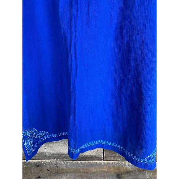 Alfred Dunner Women's Plus Sz 18 Blue Cotton Embroidered Embellished V-Neck Top - Picture 6 of 12